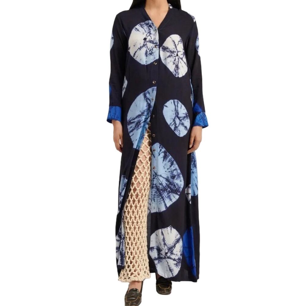 Busayo Iyanu tie dye long sleeve Maxi Dress blue size X-Small XS